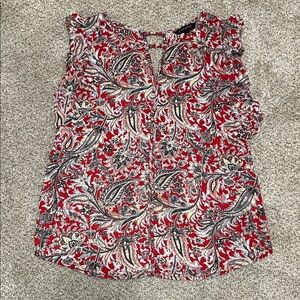 Banana Republic Paisley Red Flutter-sleeve Blouse